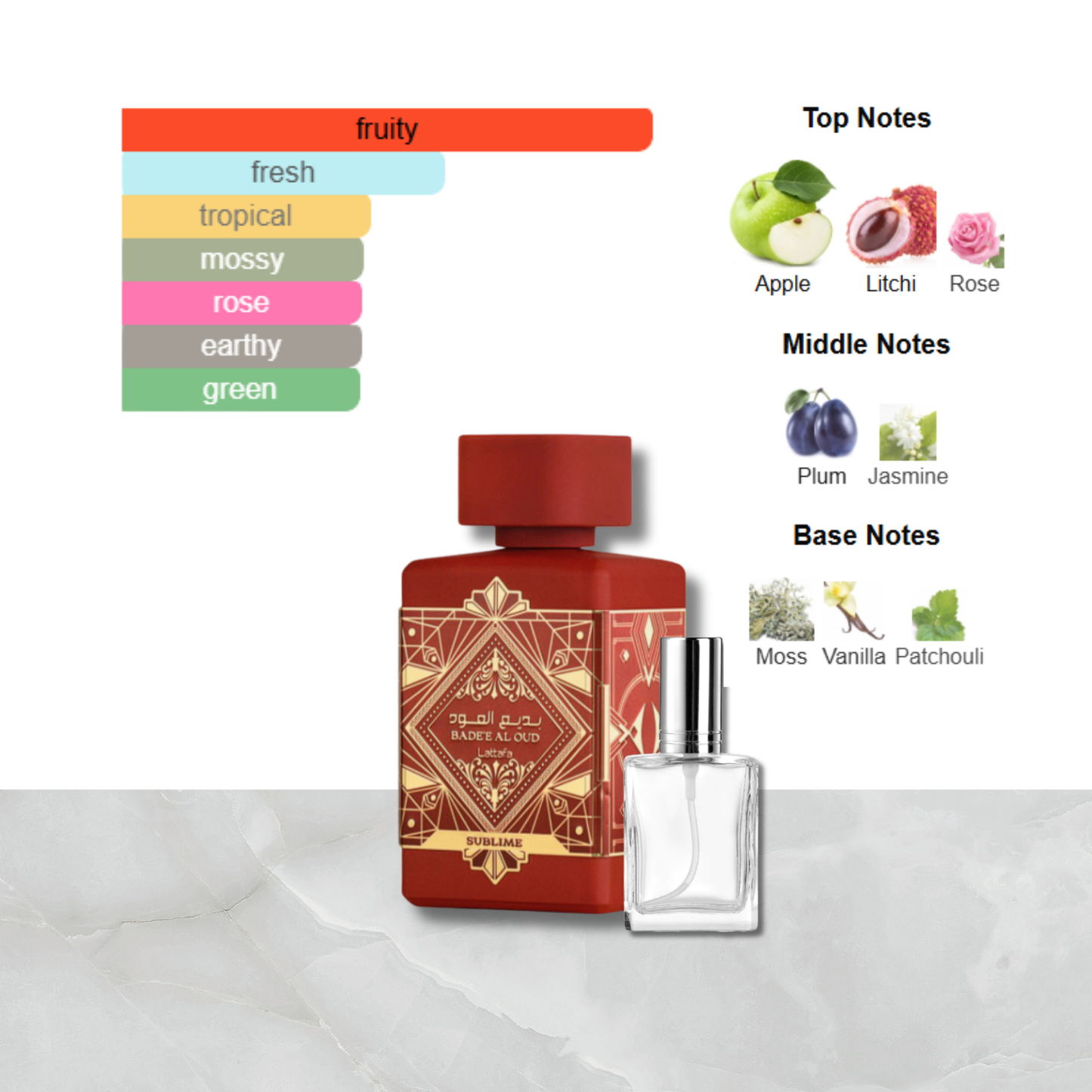 Authentic Bade'e Al Oud Sublime by Lattafa Genuine Decanting by King of Clones